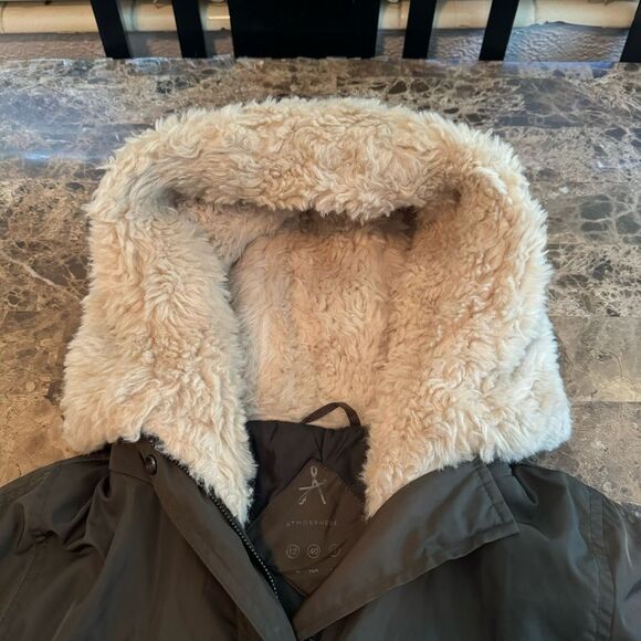 ATMOSPHERE Jacket SIZE 8 FAUX FUR HOOD PADDED LIGHT PARKA - Picture 7 of 11